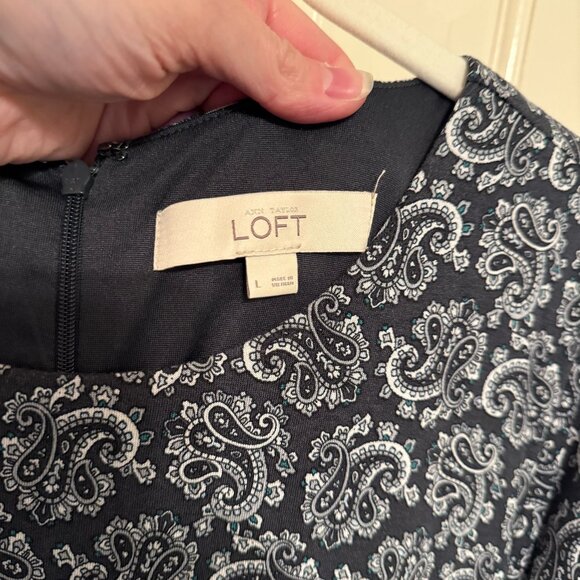 LOFT Gray Print Dress - Picture 5 of 7